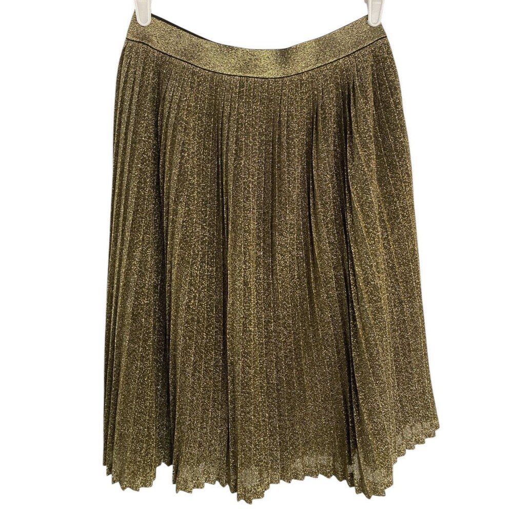 JUST FEMALE Bold Statement Metallic Pleated Midi Skirt